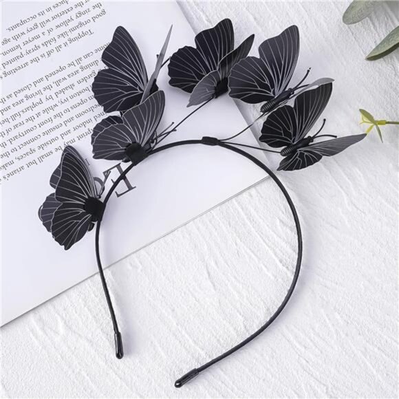 Butterfly Fascinator Headband | Monarch Butterfly Crown for Tea Party - Picture 3 of 5